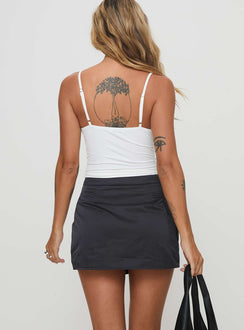 back view of model wearing Princess Polly Caran Cargo Mini Skirt Grey Mini Skirts 