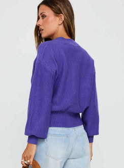 Get Going Knit Cardigan Purple