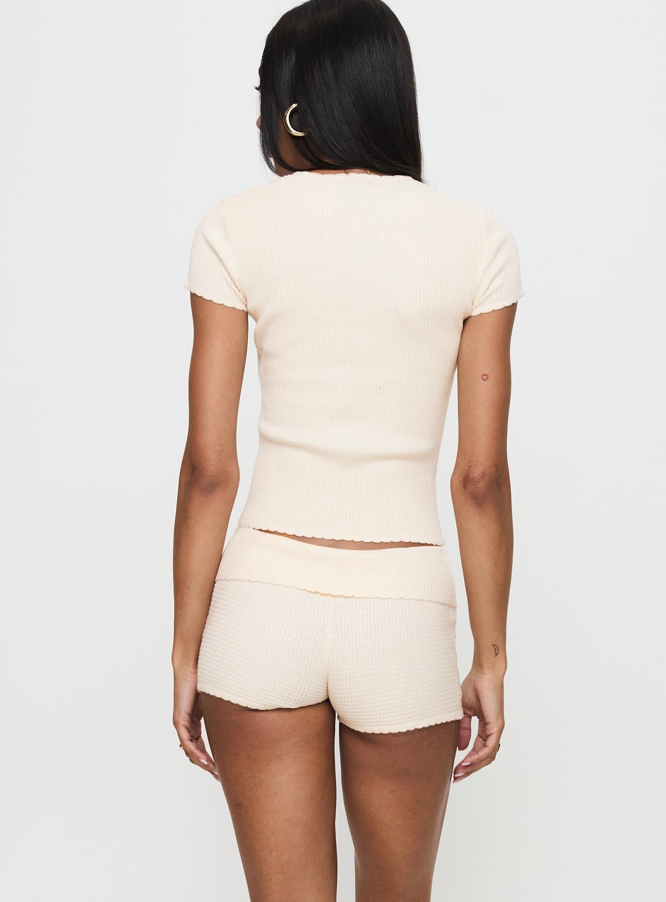 Monnika Heart Detail Knit Set Cream