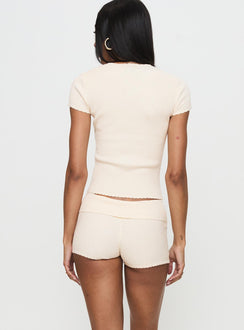 Monnika Heart Detail Knit Set Cream