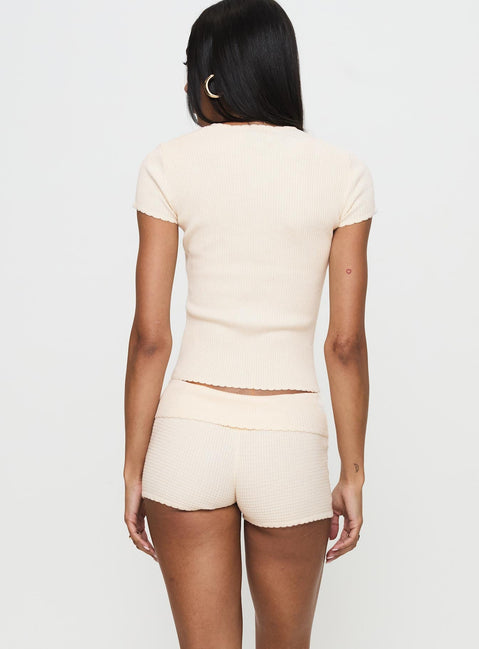 Monnika Heart Detail Knit Set Cream