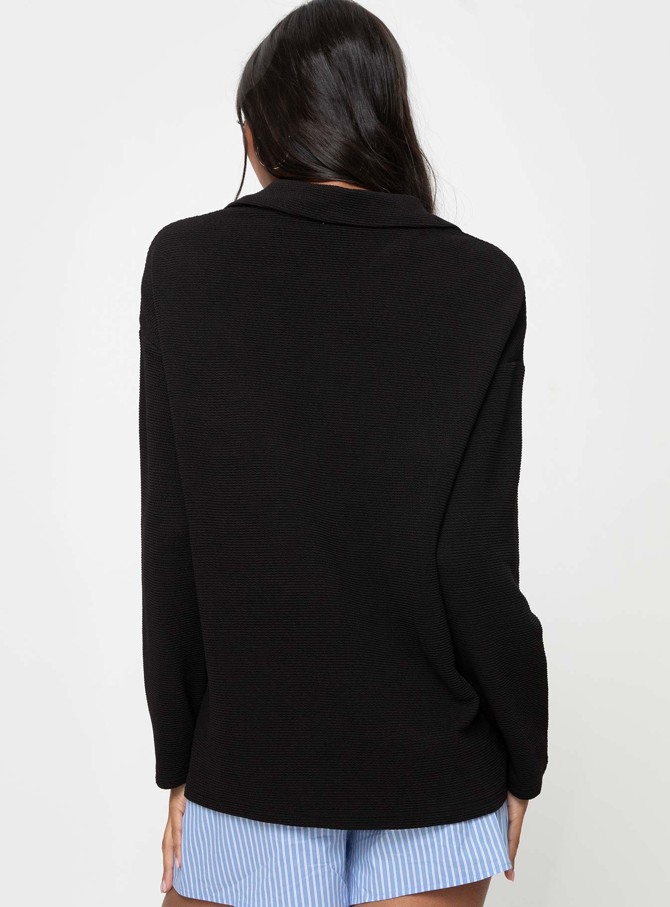Quarter zip sweater Drop shoulder, zip fastening at front