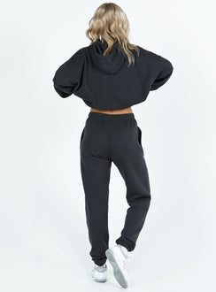 Pants Elasticated waist and cuffs Twin hip pockets Straight leg Good stretch