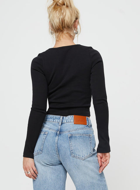 product Princess Polly Full Sleeves Crew Neck  Morelle Long Sleeve Top Black