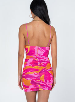 back view of model wearing Princess Polly Charmie Mini Dress Pink 