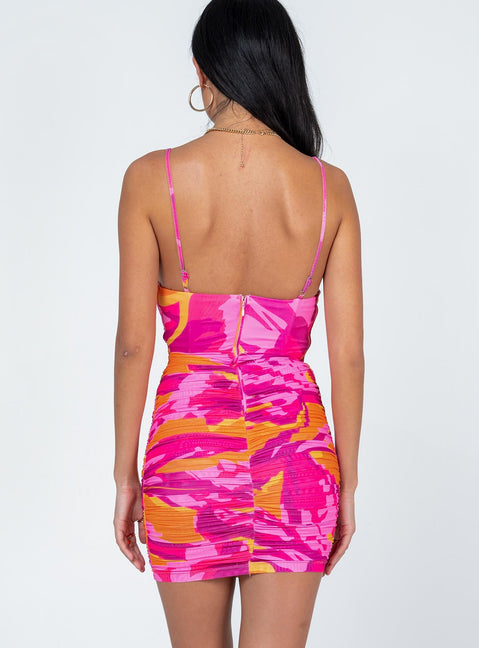 back view of model wearing Princess Polly Charmie Mini Dress Pink 