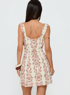 Maris Mini Dress Cream / Pink