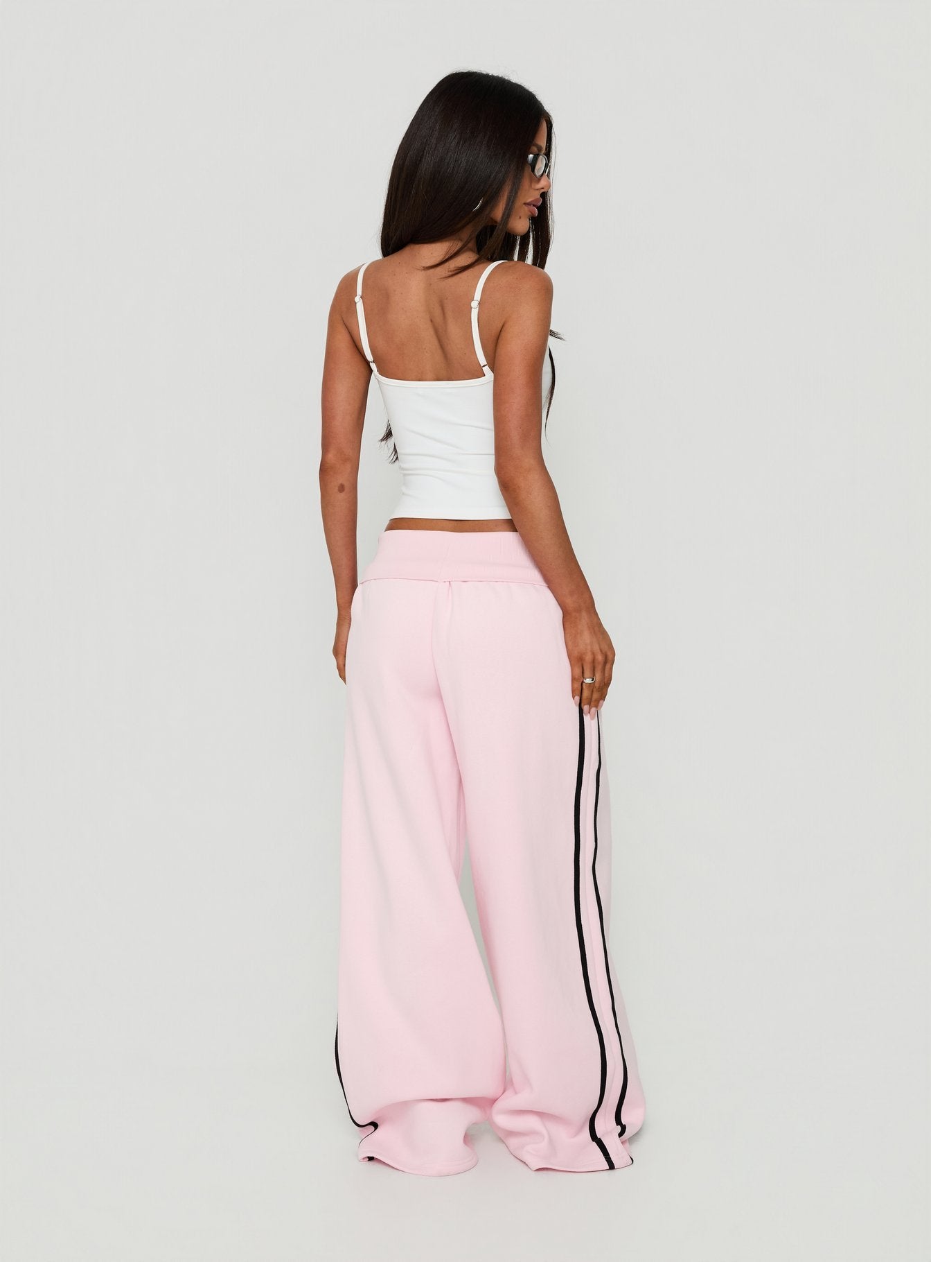 Lockie Foldover Baggy Track Pants Pink / Black