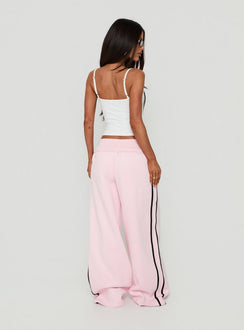 Lockie Foldover Baggy Track Pants Pink / Black