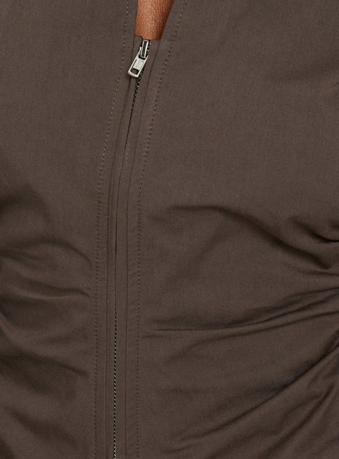 Delvira Cinched Long Sleeve Top Charcoal