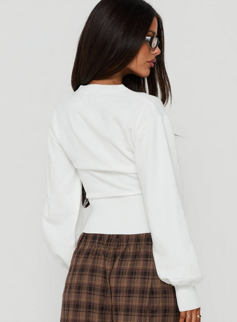 Emerica V Neck Cinched Sweater White