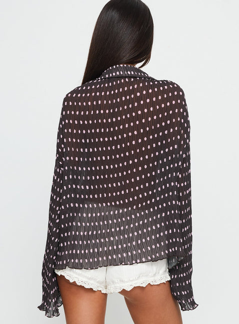 Selma Shirt Chocolate / Pink Polka