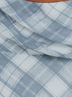 Sabbine Asymmetrical Midi Skirt Blue Check