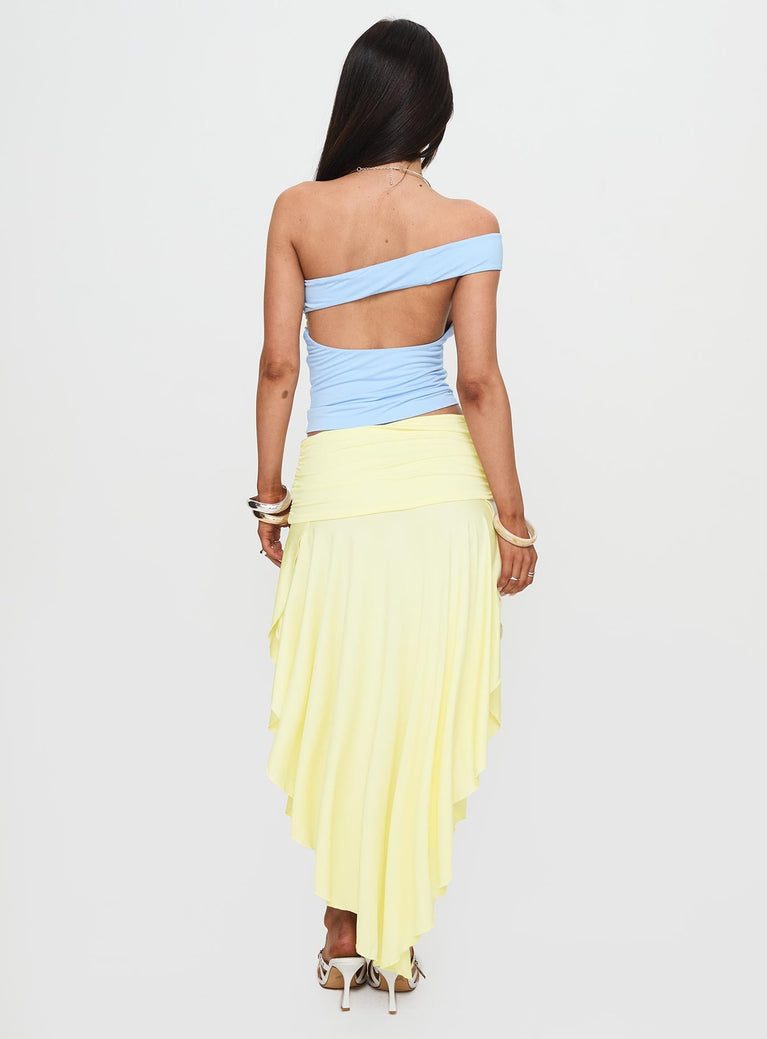 Asymmetrical skirt set: Butter yellow
