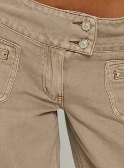 Unwritten Mid Rise Wide Leg Jeans Washed Brown