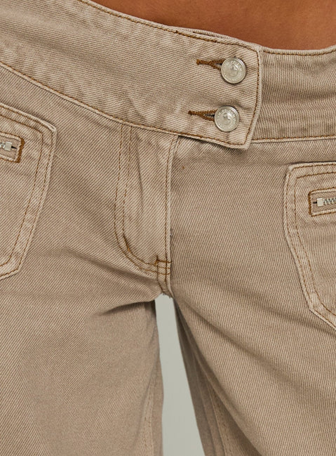 Unwritten Mid Rise Wide Leg Jeans Washed Brown