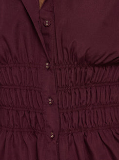 As You Are Shirred Button Up Top Cherry