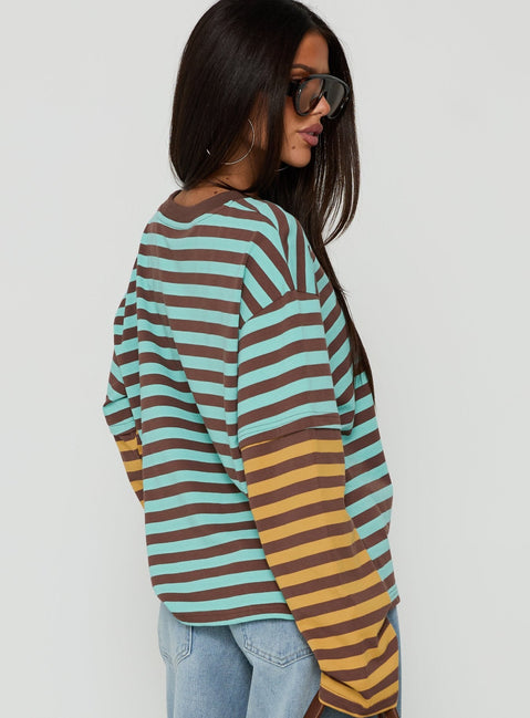 Jorgiah Layered Long Sleeve Top Multi Stripe