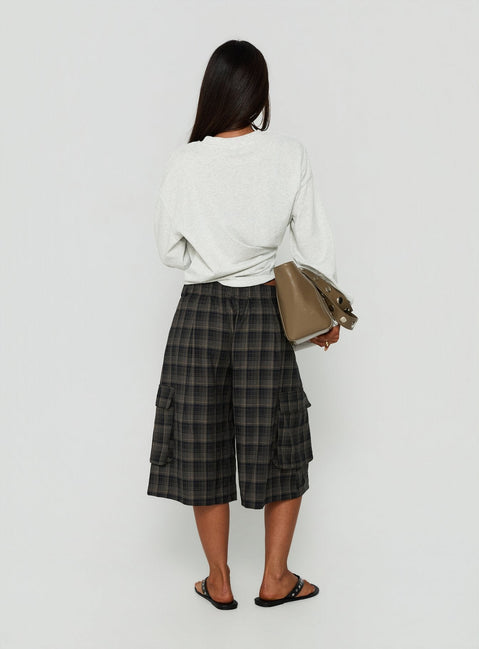Brenn Baggy Longline Shorts Plaid Multi