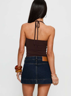 Warna Low Rise Denim Mini Skirt Dark Wash Mini Skirts Skirts 