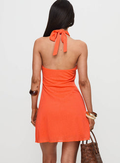 Sunriser Halter Mini Dress Orange