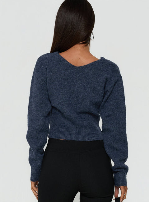 Myala Wrap Knit Sweater Navy