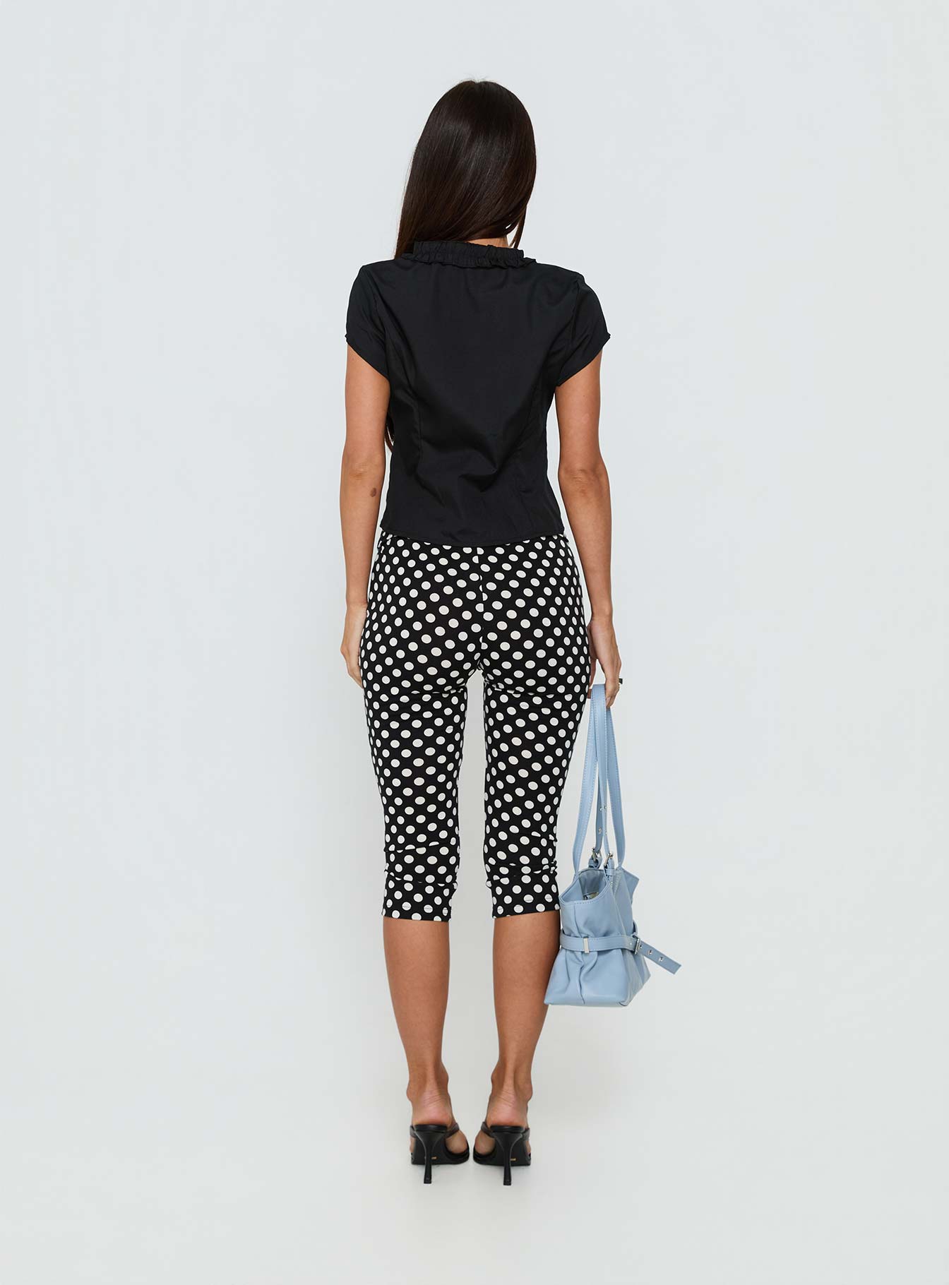 Isadonna Capri Pants Black Polka Dot