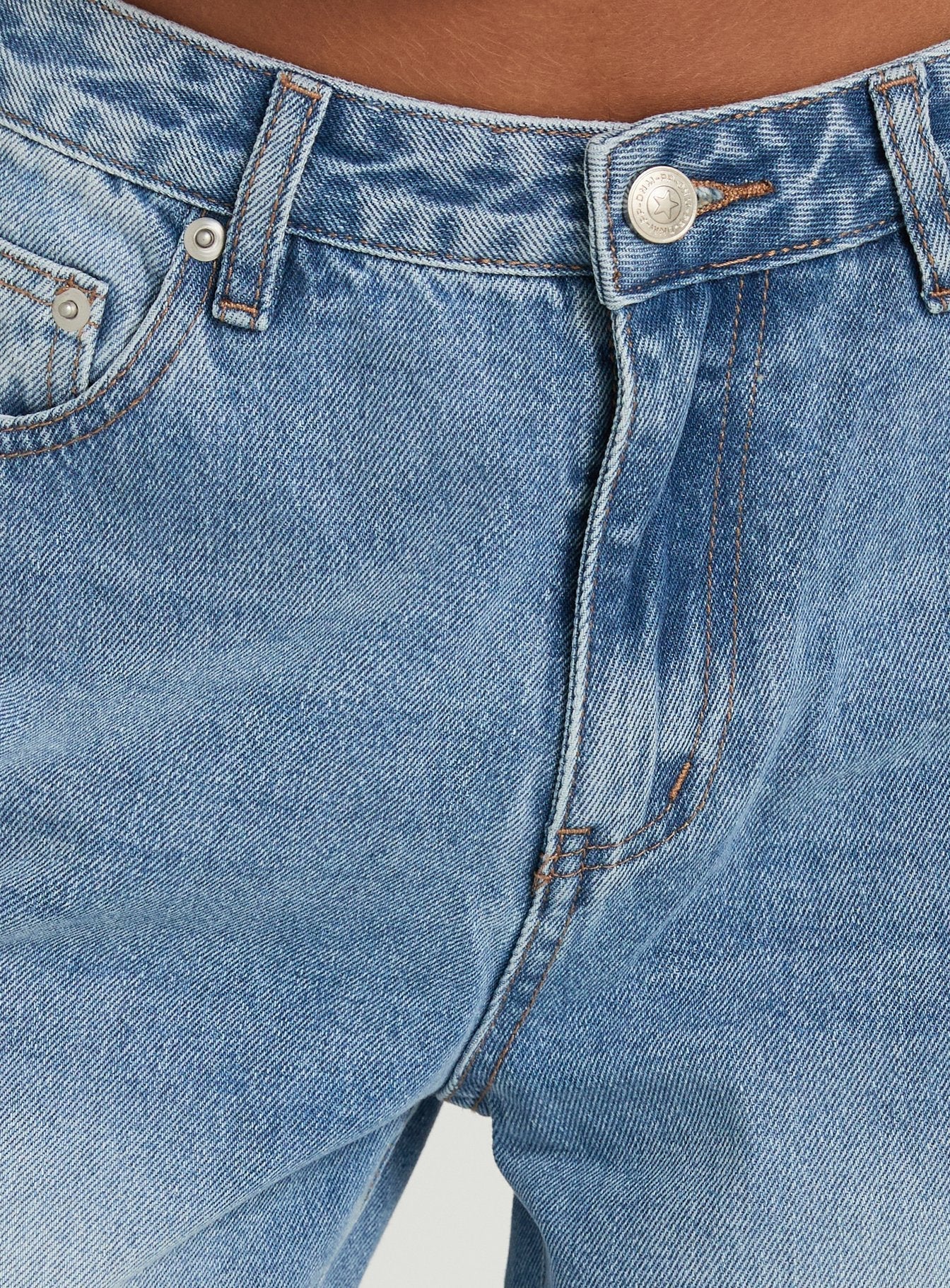 Lokura Low Rise Slouchy Jeans Vintage Mid Blue Wash