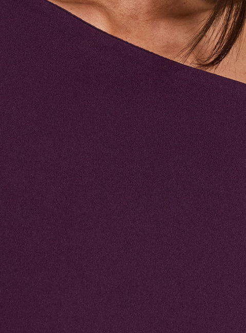 Adrietta Long Sleeve Off Shoulder Mini Dress Plum Noir