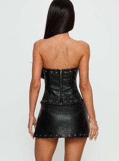 Barricade Faux Leather Eyelet Skort Black