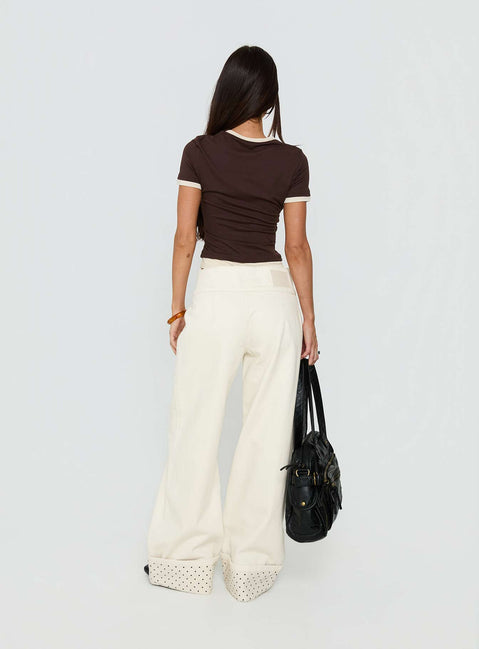 Nikoletta Foldover Jeans Cream / Polka Petite