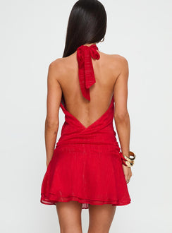 Maelis Backless Playsuit Red