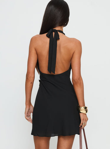 Heart of the Reef Halter Mini Dress Black