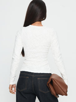 Passoni Long Sleeve Lace Top White