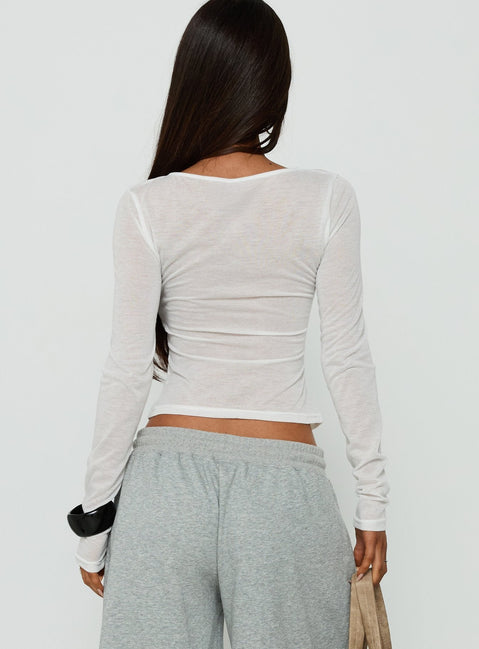 Deila Layered V Neck Long Sleeve Top White