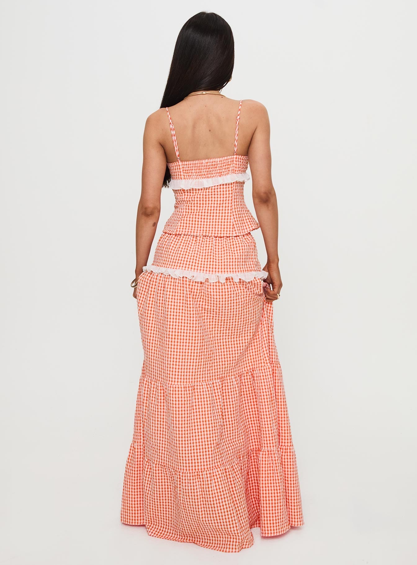 Elvera Frill Set Orange Gingham