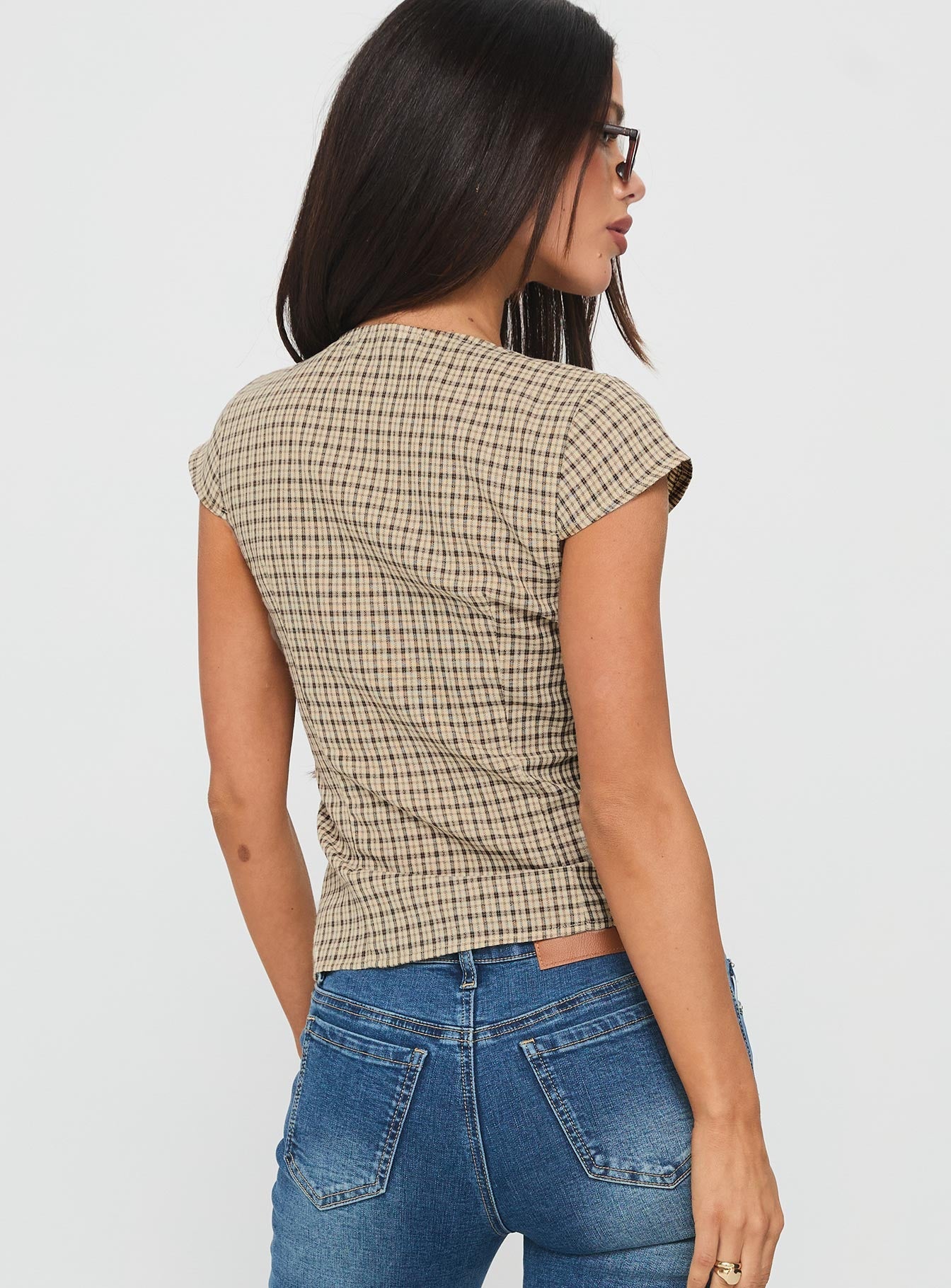Indulgence Corset Top Beige Check
