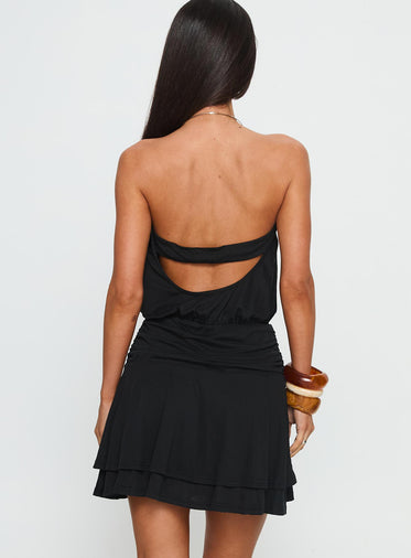 Brionne Pendant Detail Mini Dress Black