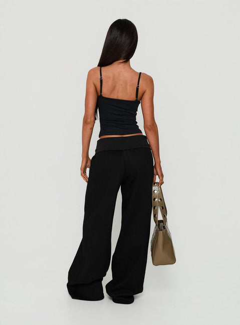 Lockie Foldover Baggy Track Pants Black