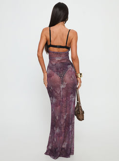 Evera Sheer Built In Bra Maxi Dress Purple