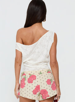 Orvielle Lace Off Shoulder Top Cream