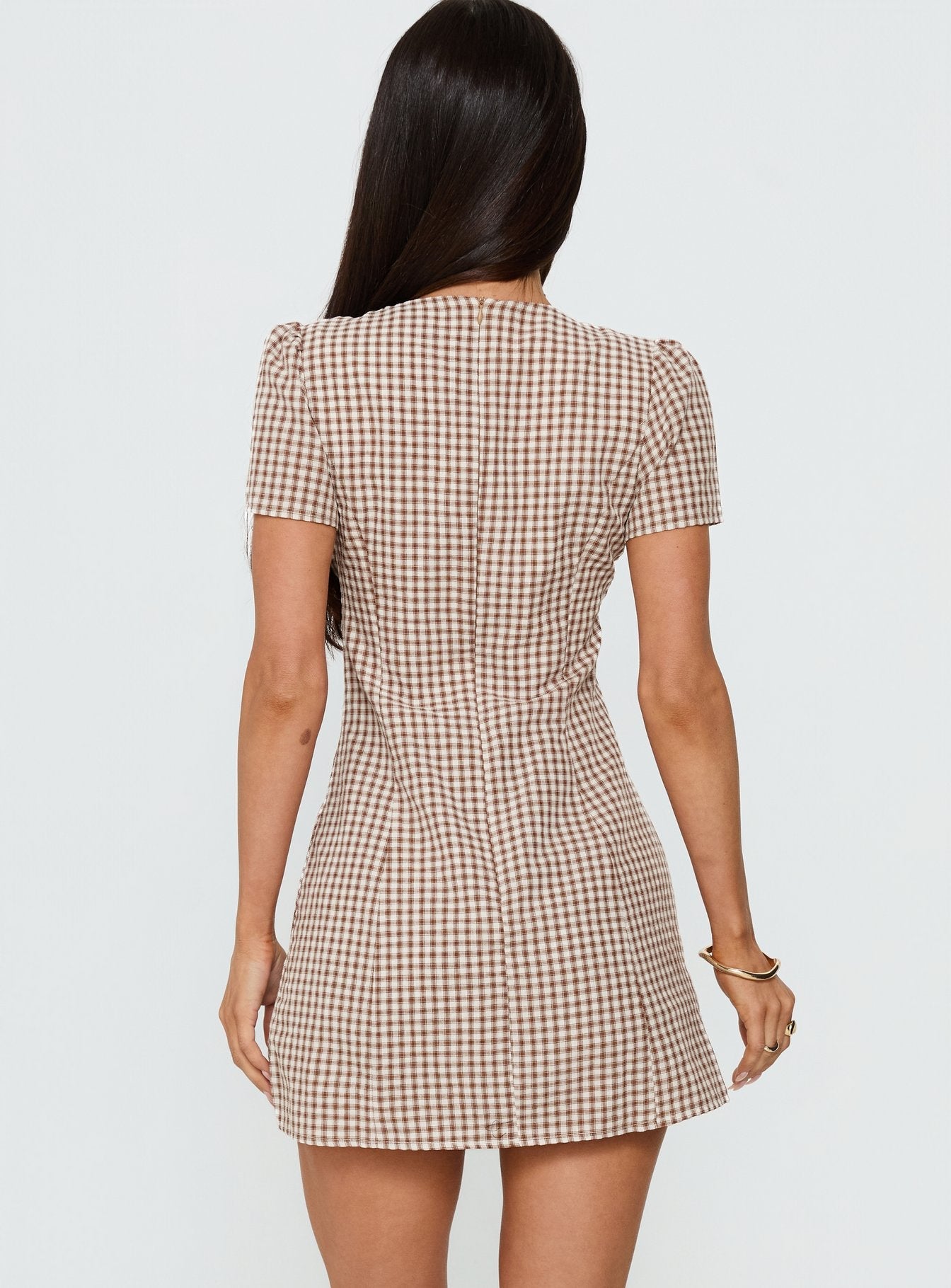 Loveliness Playsuit Brown Check Tall