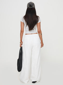 back view of model wearing Princess Polly Beach House Pants White Tall High Waisted Pants 