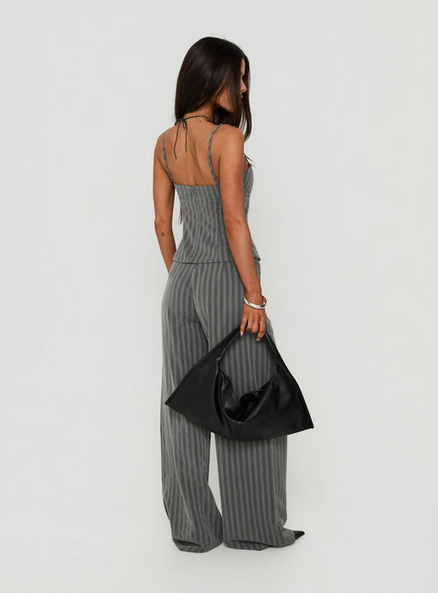 Kierstyn Corset Set Grey Stripe