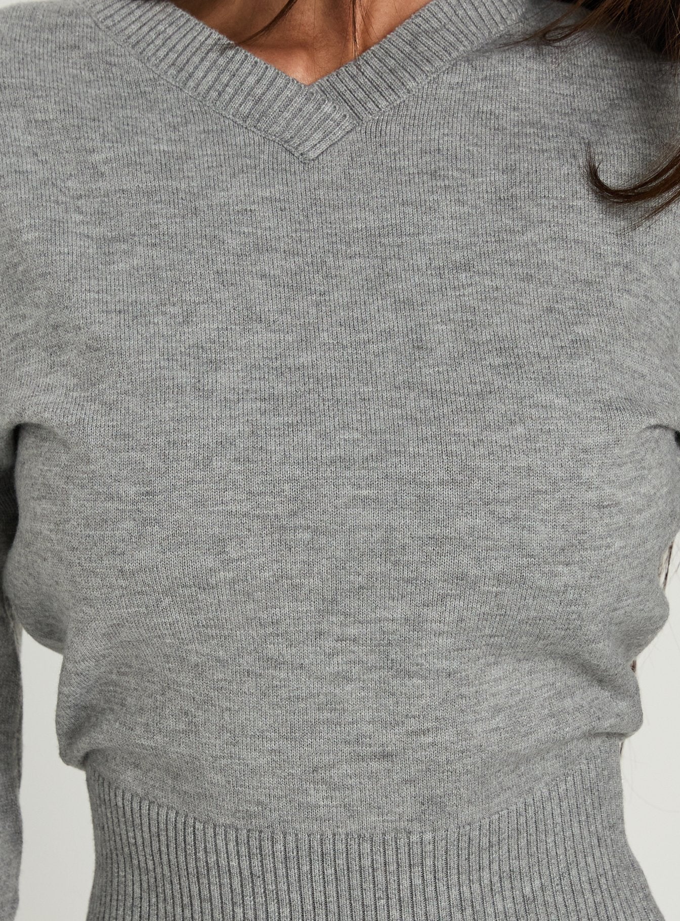 Emerica V Neck Cinched Sweater Grey