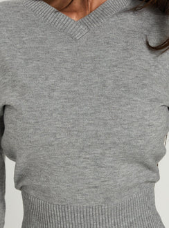 Emerica V Neck Cinched Sweater Grey