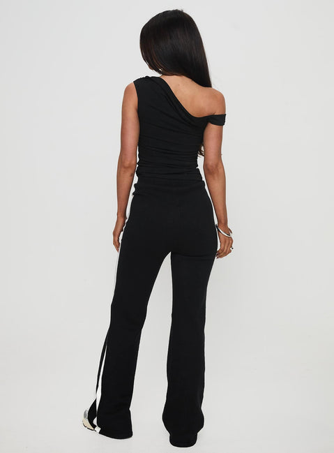 back view of model wearing Princess Polly Pastina Pants Black High Waisted Pants 