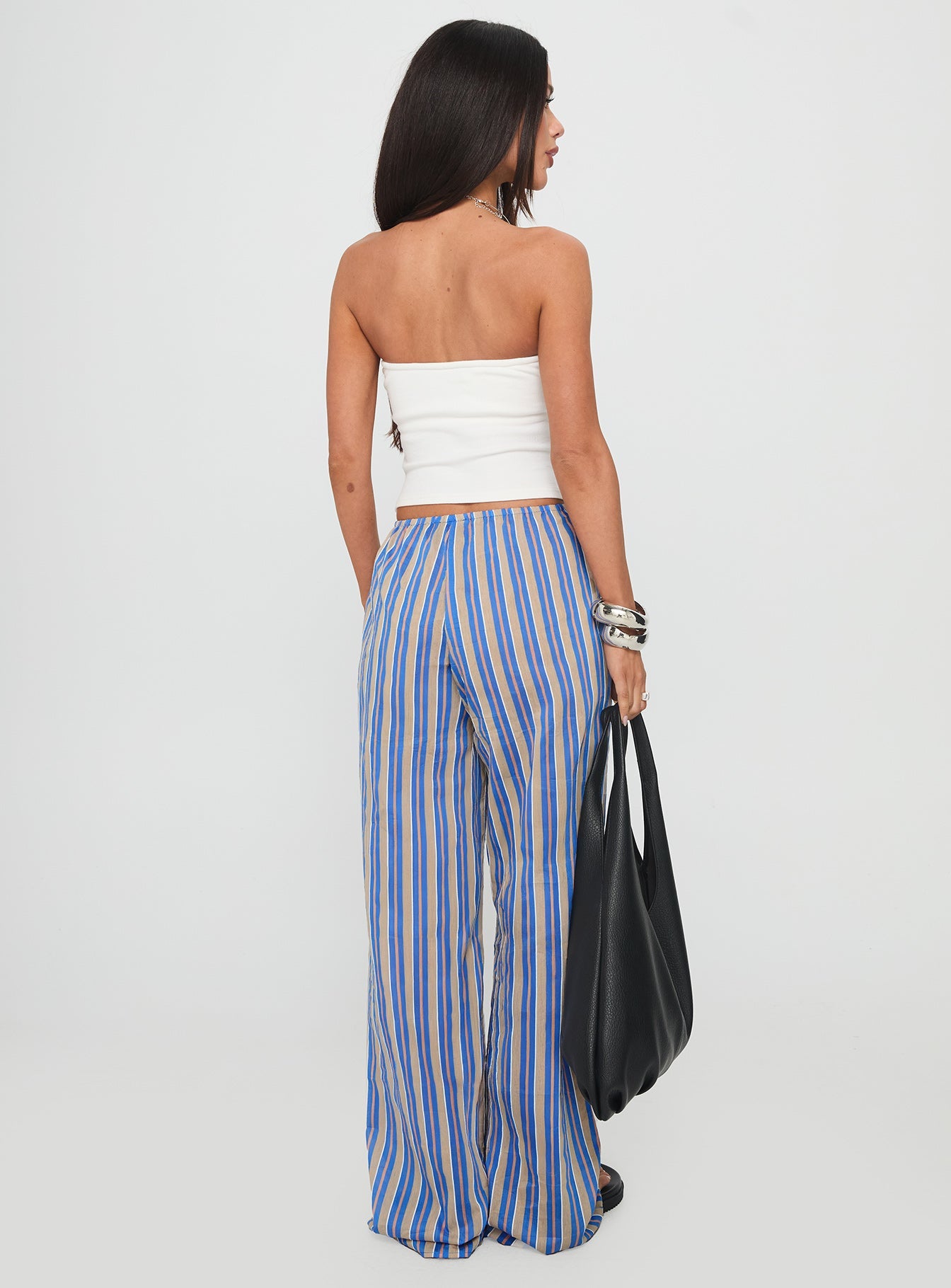 Limestone Pants Blue Multi High Waisted Pants 