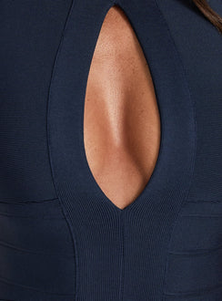 Kimanah Keyhole Bandage Mini Dress Navy