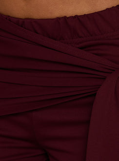 Hadlia Tie Waist Pants Burgundy